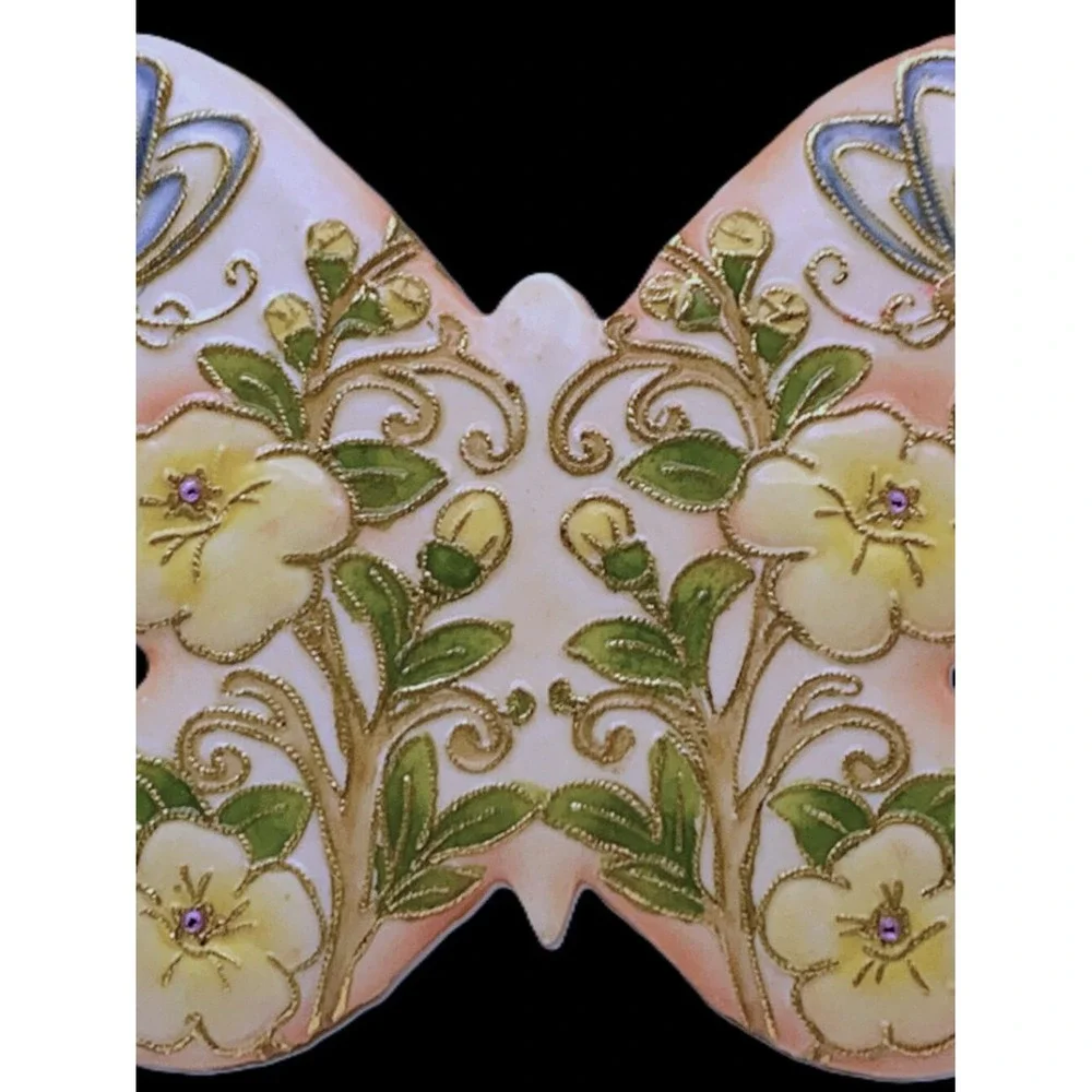 1915 Butterfly Shape‎ Nippon Gold Cloisonne Enameled Jewelry Trinket Box